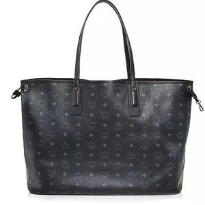 MCM Black Large Liz Visetos Reversible Shopper
